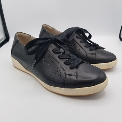 Dansko Shoes Womens Lace Tie Size 40 Orli Black Leather Sneaker