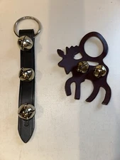 Belsnickel “The Bell People” Leather Moose & Black Sleigh Bell Belt 