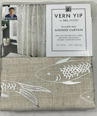 Vern Yip SKL Home SILVER KOI Shower Curtain 70x72 fish new w/o pkg