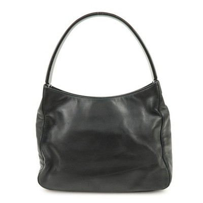 PRADA Leather Plastic Hobo Shoulder Bag Hand Bag Black Authentic Used F/S