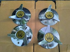 Crown Wire Wheel Three-bar Knock-off Spinner Caps Chrome Center Emblem Set Of 4