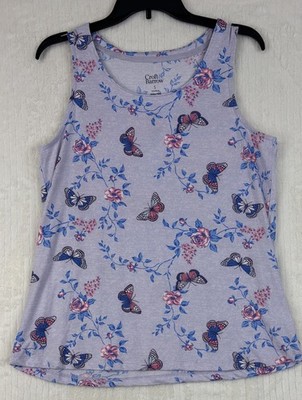 Croft & Barrow Women's Sleepwear Tank Top Size S Purple Floral Butterfly Print