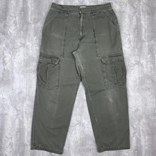 Vintage Bugle Boy Cargo Pants Mens 36x32 Green Military Distressed Grunge Y2K
