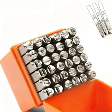 36PCS Metal Stamping Kit Letters and Numbers, 3mm 1/8 a-z 0-9  Steel Metal Nu...