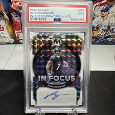 2023 Mosaic Bijan Robinson Rookie Auto RC White #24/25 Falcons PSA 9