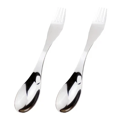 2Pcs Lightweight Stainless Steel Double-Ended Spork Camping Tableware Silver - Image 1 of 4