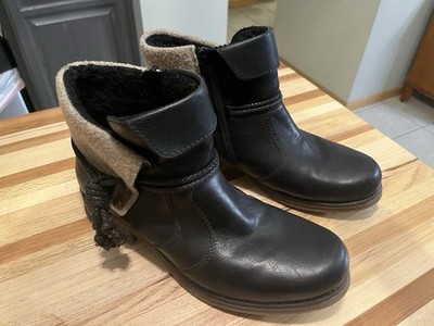 Rieker Fee Black Ankle Boot Sherpa Lined 79693 Womens 40