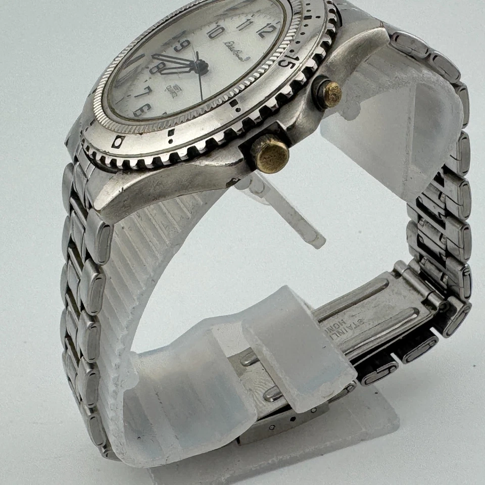 Eddie Bauer Quartz Watch Mount Lake Men Silver Rotating Bezel ~ For Parts Repair - Image 4 of 4