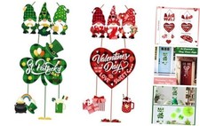 2 Pcs Valentine s Day St Patricks Day Decorations Valentines Door Sign Gnome