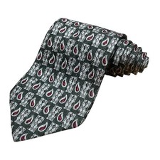 Vintage Burberry's of London 100 Silk Neck Tie Olive Green Paisley 57" x 3.75"