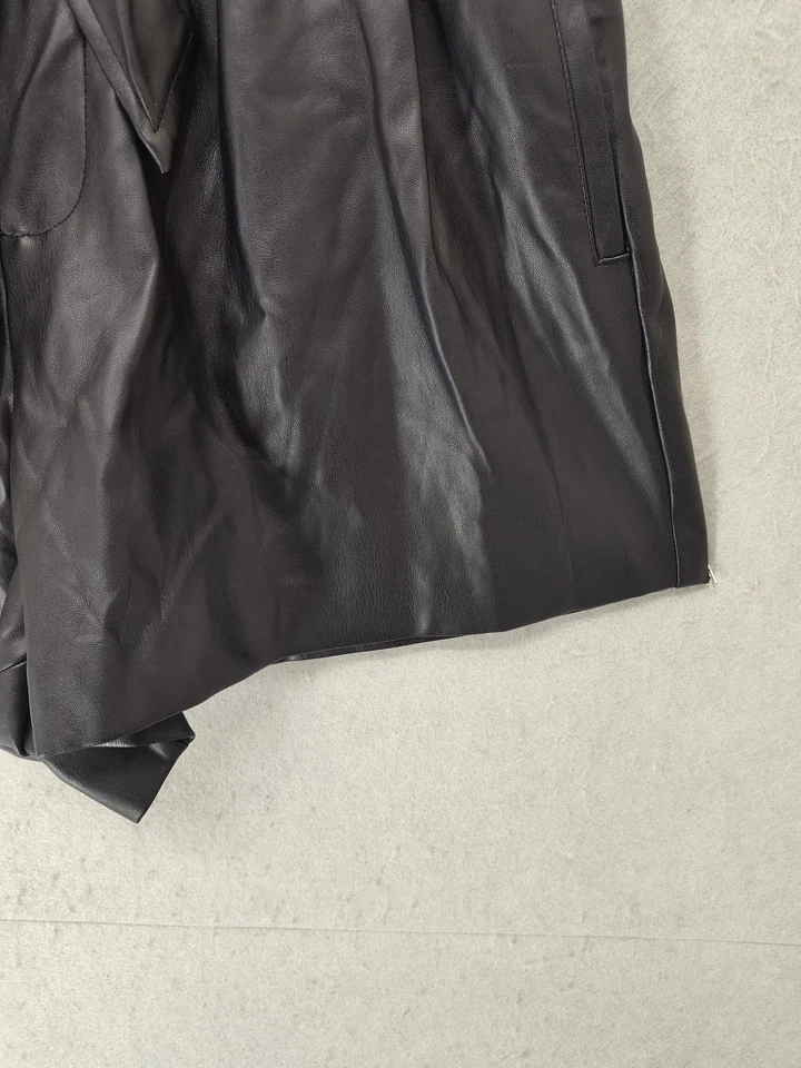 Zara 人造皮革短裤女式中号打褶高腰绑带口袋时尚 — 第 4/4 张图片