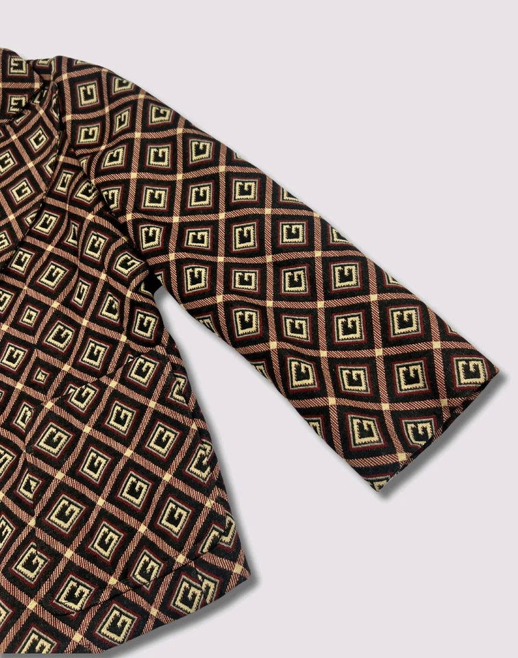 Gucci женщин Blazer куртка коричневый геометрический бриллиант печать стиль дизайнер - Изображение 4 из 4