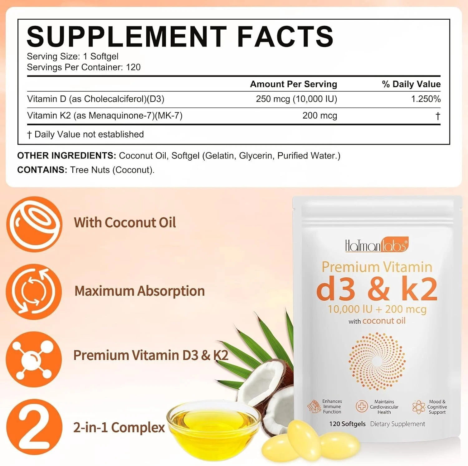 Vitamin D3 K2 MK7 Softgels Vegan