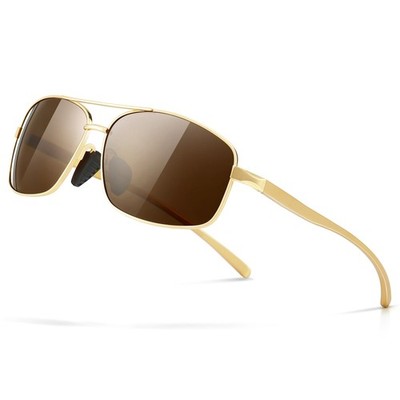 SUNGAIT Ultra Lightweight Rectangular Polarized 2026 Gold Frame Brown Lens 