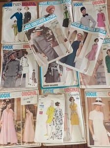 sewing patterns Vogue top designers, Size 10 /Bust 32½ , 60s/70s, all used
