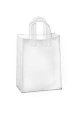 Purple Q Crafts Frosted Plastic Gift Bags 50 Pack 8 x 10 x 4 Clear Frosted Bags