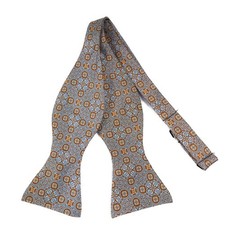 Bow Tie Club Silk Bow Tie Silver Gray Geometric Self Tie Adjustable USA