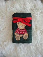 New, 2pc 100 Cotton, Classy Green Teddy Bear embroidered Hand Towel