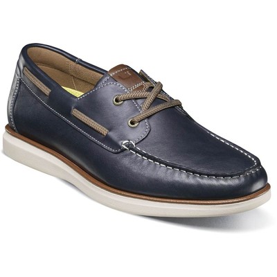 Florsheim Tropics Navy Leather Elastic Lace Moc Toe Boat Shoe (USA Men Size)