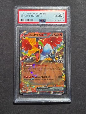 PSA 10 ETHAN'S HO-OH EX 039/182 - DESTINED RIVALS RARE HOLO - GEM