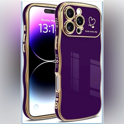 iPhone 13 Pro Gold Purple Smile Every Day Phone Case Heart Design Wave Curvy