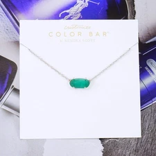 CLEARANCE!! Kendra Scott Ever Cat's Eye Simulated Emerald Green Necklace Silver