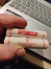 1976 uncirculated penny roll of 50 coins in vintage coin rapper