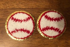 2 Fuzzy Baseball Patches With Gold Trim