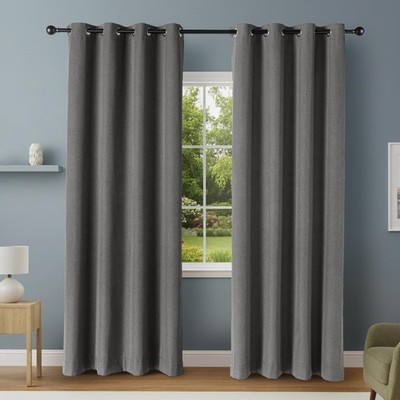 AMAZON BASICS 100% BLACKOUT CURTAINS GROMMETS 52 X 96 INCHES 2 PANELS - BLACK