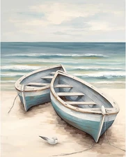 Paint by Numbers for Adults Beginner, Boat on the Beach Acrylic Easy Paint by Nu