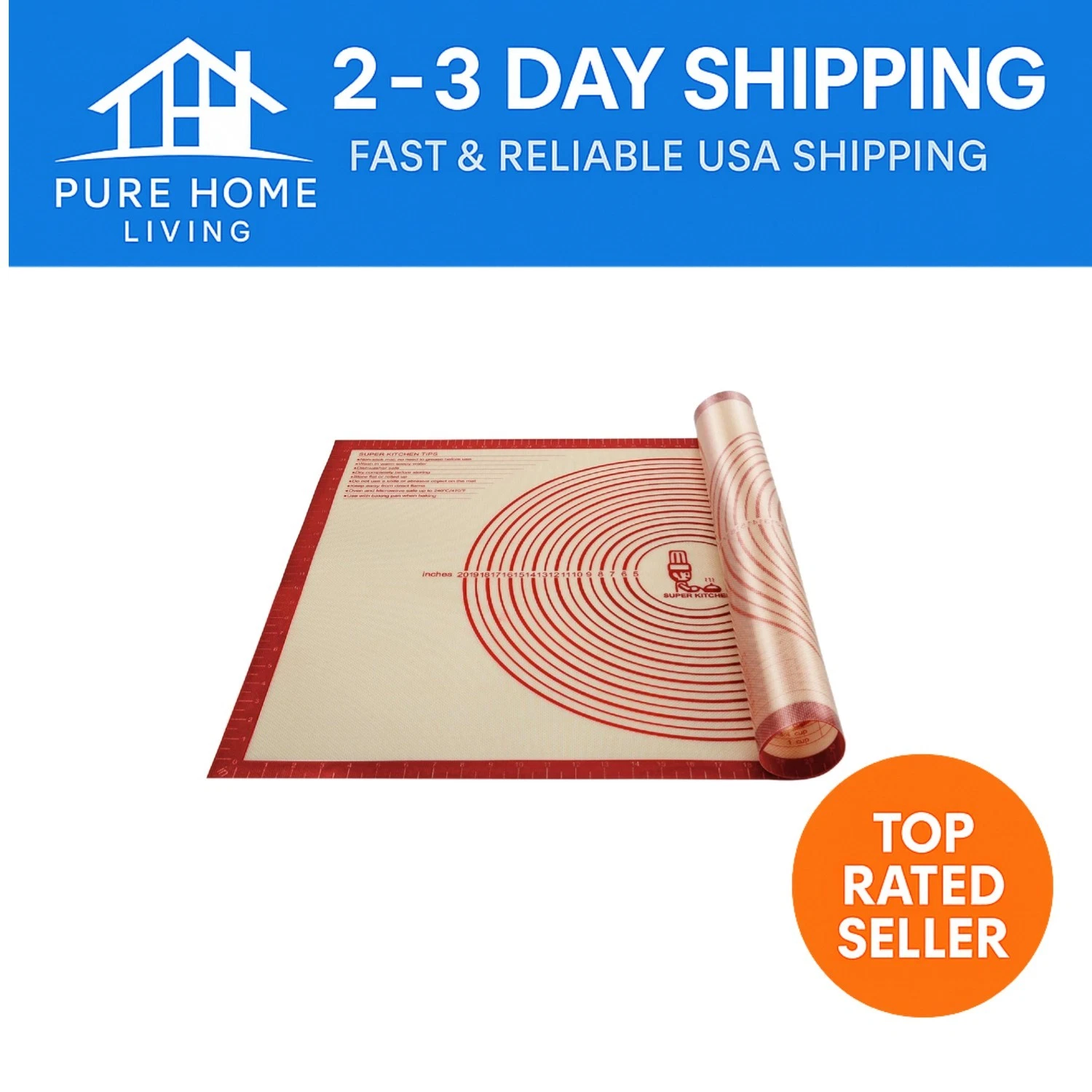 Food Grade Silicone Pastry Mat 36'' x 24'' - Non-Stick & Dishwasher Safe
Opens in a new window or ta