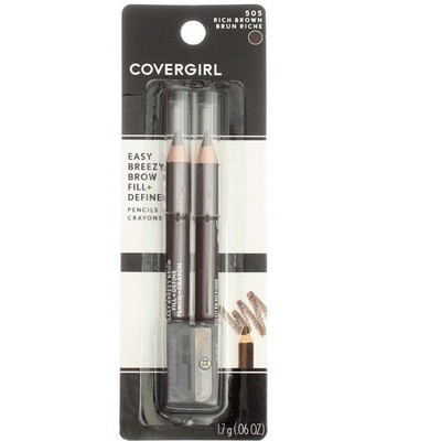 CoverGirl Easy Breezy Brow Fill + Define Water Resistant Pencil, Rich Brown 5...