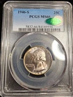 1946 S WASHINGTON QUARTER PCGS GRADED MS66 CAC RIM TONED WOW 25C UNC