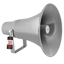Pyle 50W Compact PA Horn Speaker - 13.5 Inch Indoor/Outdoor Megaphone Gray