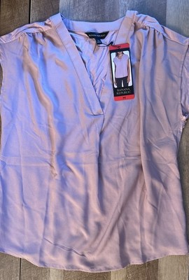Banana Republic Women s Short Sleeve V Neck Blouse Top Shirt Pink Size M NWT