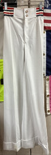 Vintage Women's White High Elastic Waist Pants 70s 60s Straight Leg Size 7-8  