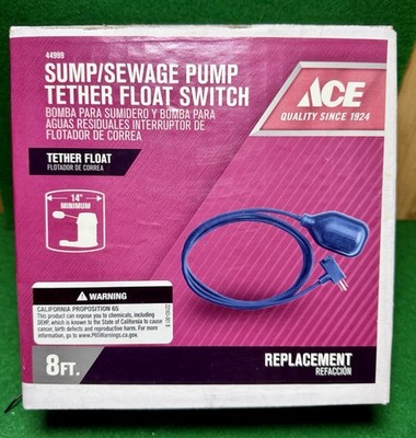 Sewage Pump Tether Float Switch (Model 44999) 8  Cord replacement piggyback NEW