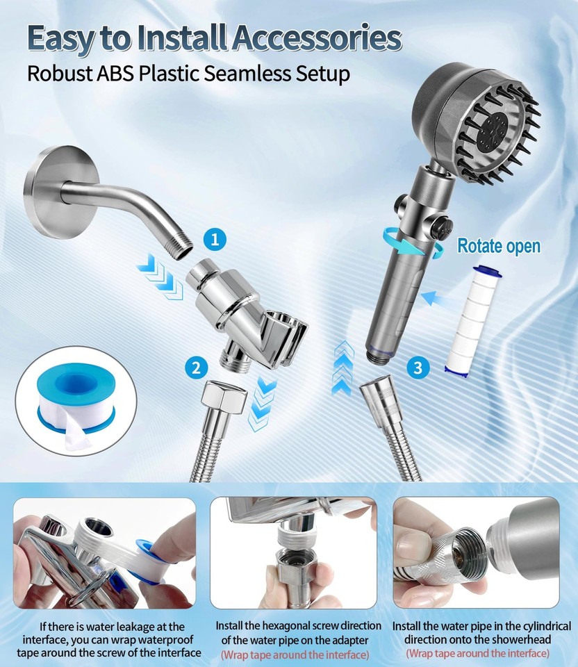Ion Drops Filtered Shower Head with Handheld, High Pressure Water Flow ...