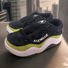 Sneakers vintage Airwalk Swerve nere/pappagallo bambino 11 anni 90 rare fondo di magazzino nuove con scatola