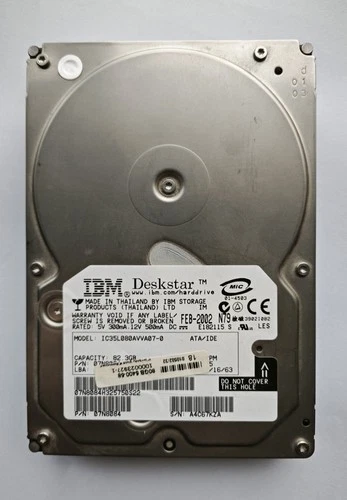 IBM 07N8084 7200RPM 2MB CACHE IDE ATA 3.5'' Inch PATA HDD ATA-6 ATA/100 82GB
