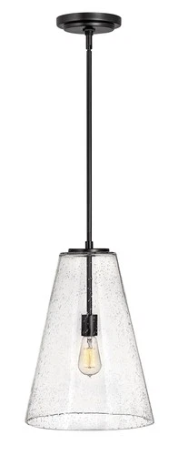 Hinkley Vance 13" Wide Satin Black and Glass Pendant Light - Picture 3 of 10