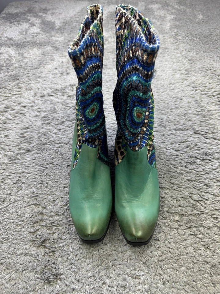 Spring Step Boots Women 42 EU 11 US Western Leather Peacock Hand Dyed Boho - Image 2 of 4