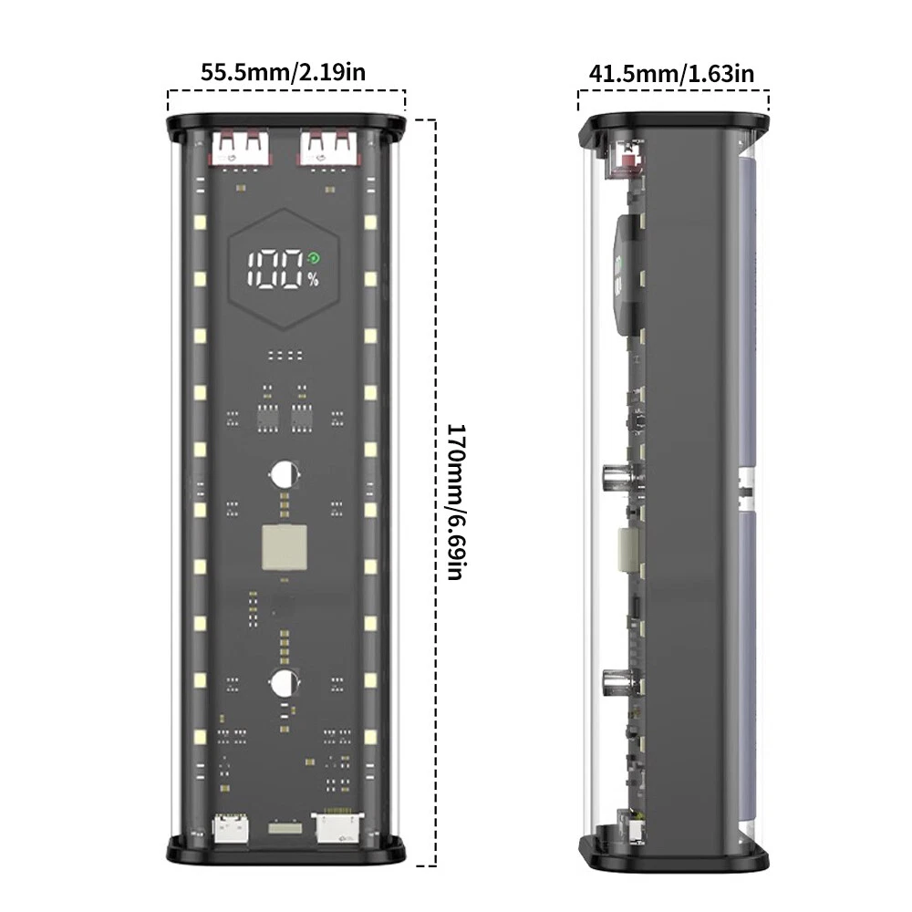 21700 DIY Power Bank Case Kit with Fast Charging 4 Slots No Batteries Included