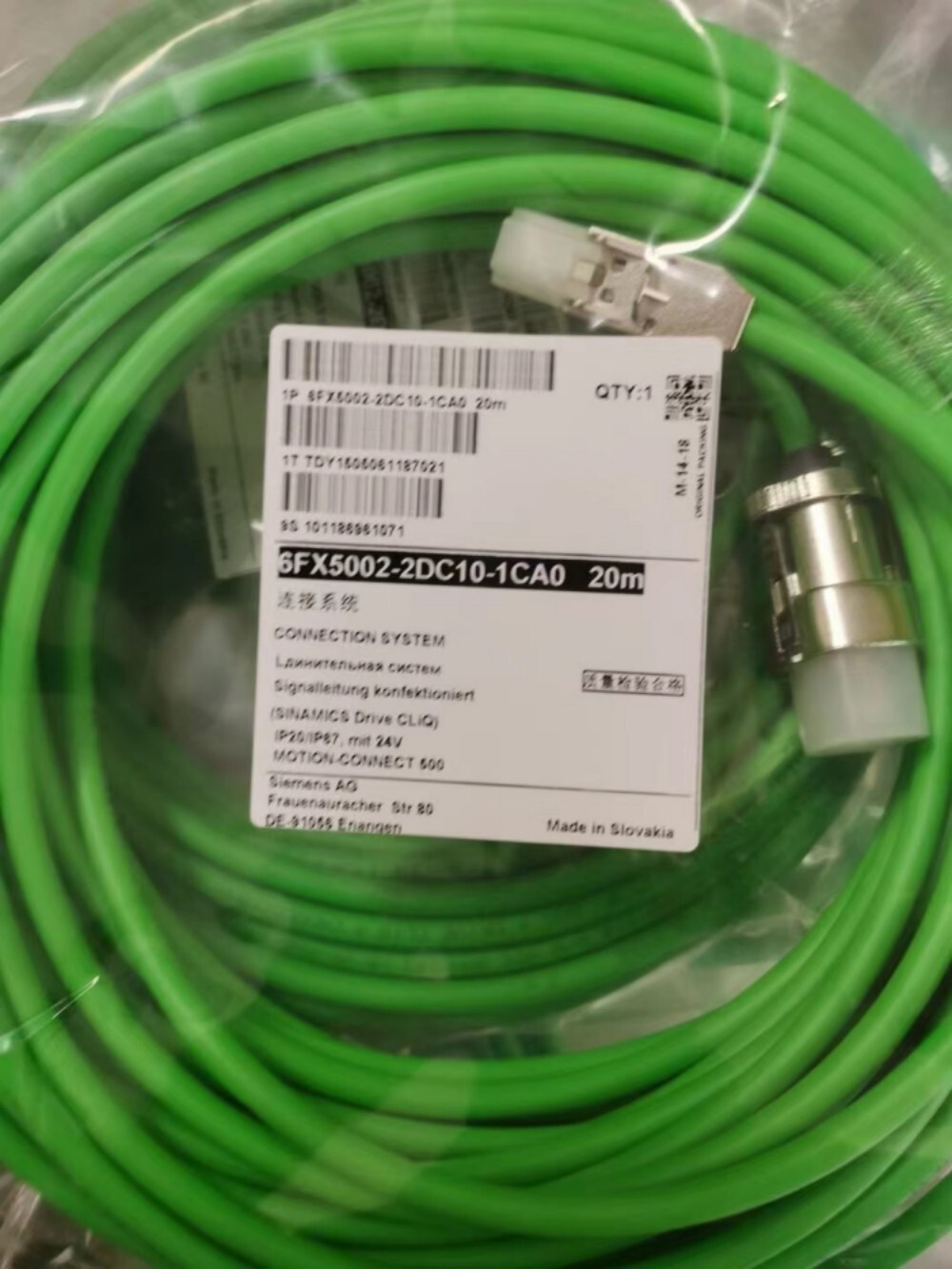 SIEMENS 6FX5002-2DC10-1CA0 Encoder Cable 20m New One 6FX50022DC101CA0