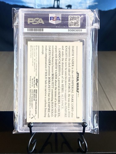 Original 1984 Kellogg's Star Wars Sticker Darth Vader White Border #8 PSA 8 - Picture 2 of 3