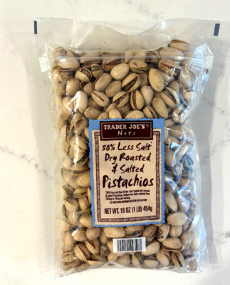 Trader Joe's Dry Roasted 50% Less Salted Pistachios, 1 Lb | eBay