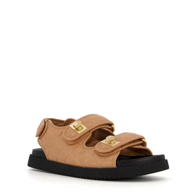 DUNE LONDON LOCKSTOCKK LEATHER SANDALS ALL UK SIZES CAMEL/GOLD BRAND 