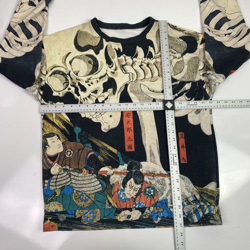 Felpa Default Club da uomo grande AOP Dore ossa secche scheletri Kuniyoshi Death - Foto 8 di 10