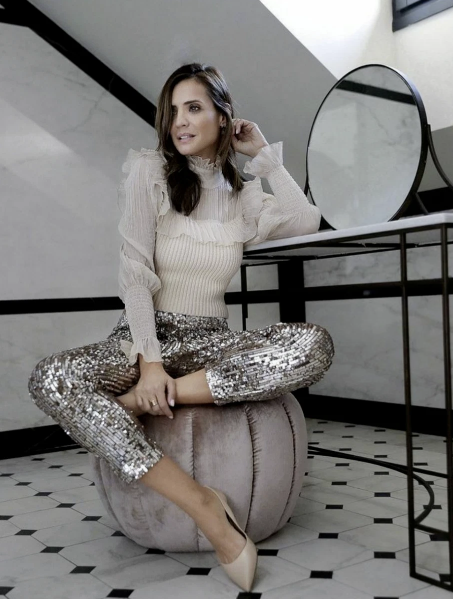 Pantaloni paillettes shop neri zara
