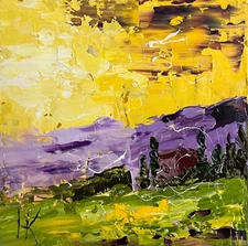 Provence Painting France Original Art Landscape Oil Impasto Artwork 6 x 6 inches